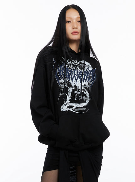 oversized-graphic-hoodie-co516 / Black