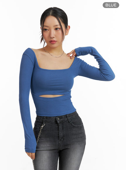 square-neck-cut-out-crop-top-im405 / Blue