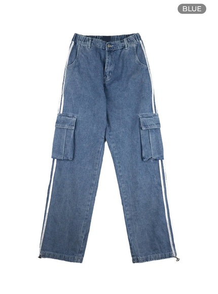 mens-cargo-stitched-jeans-il412 / Blue