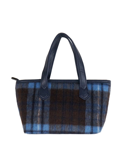 soft-checkered-shoulder-bag-ij510 / Blue