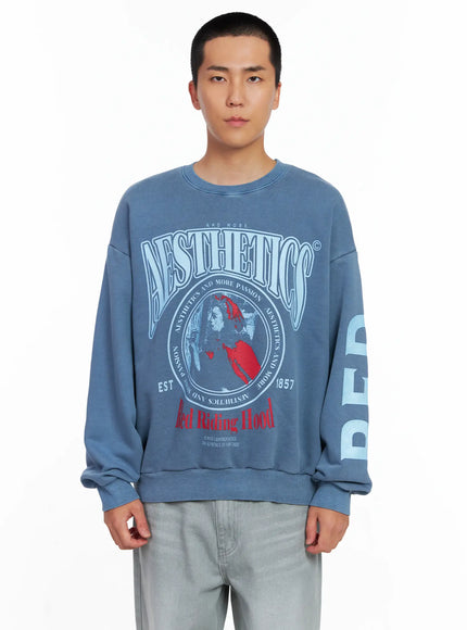 mens-vintage-red-graphic-crewneck-is509 / Blue
