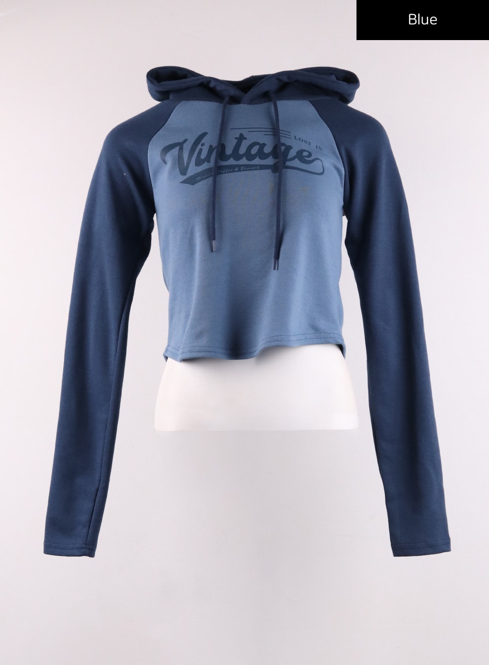 vintage-lettering-crop-hoodie-ij430 / Blue