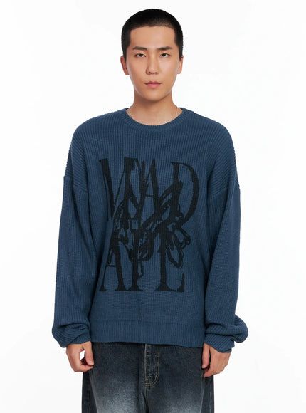 mens-graphic-knit-sweater-is509 / Blue
