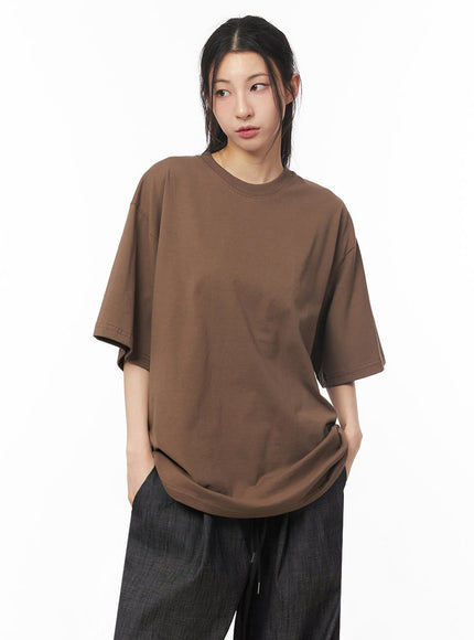 essential-cotton-oversize-t-shirt-iy529 / Brown