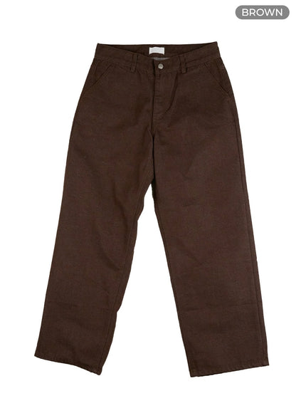 mens-wide-fit-cotton-pants-il403 / Brown