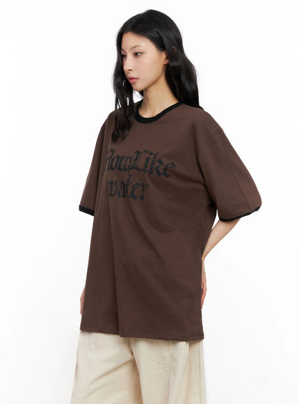 oversized-gothic-graphic-print-tee-ig508 / Brown