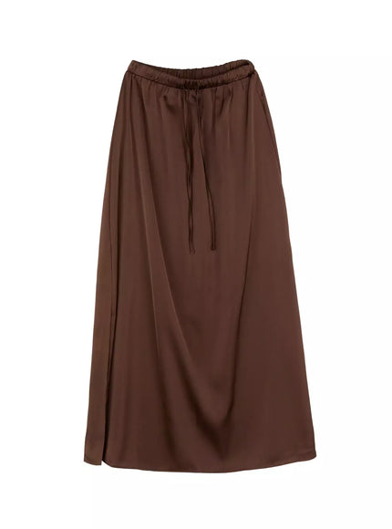 elegant-satin-maxi-skirt-is516 / Brown