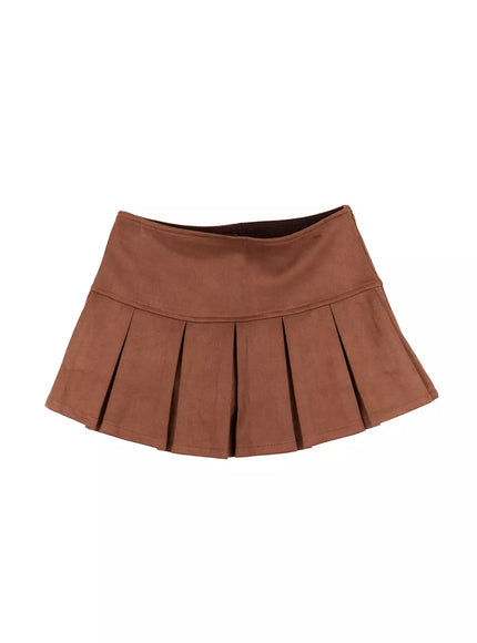 pleated-mini-skirt-ij509 / Brown