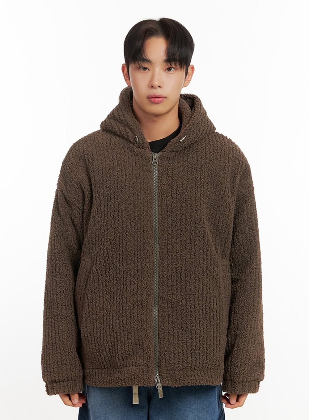 mens-oversized-double-zip-hoodie-id406 / Brown