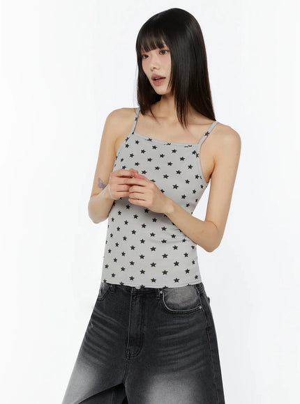 star-print-cami-iu518 / Dark beige
