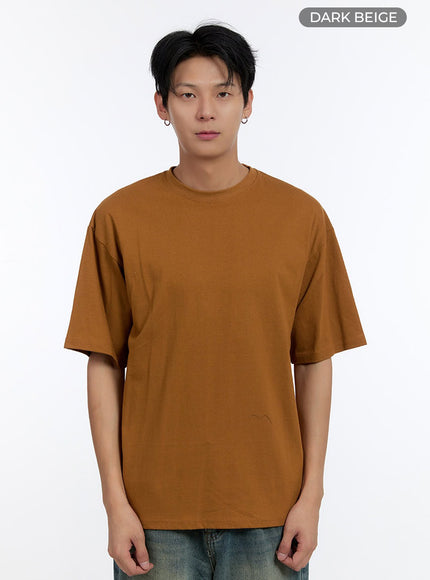 mens-classic-loose-fit-t-shirt-io428 / Dark beige