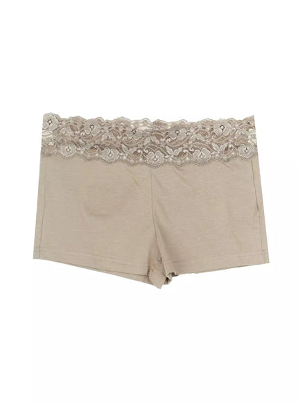 lace-trim-micro-shorts-iu509 / Dark beige
