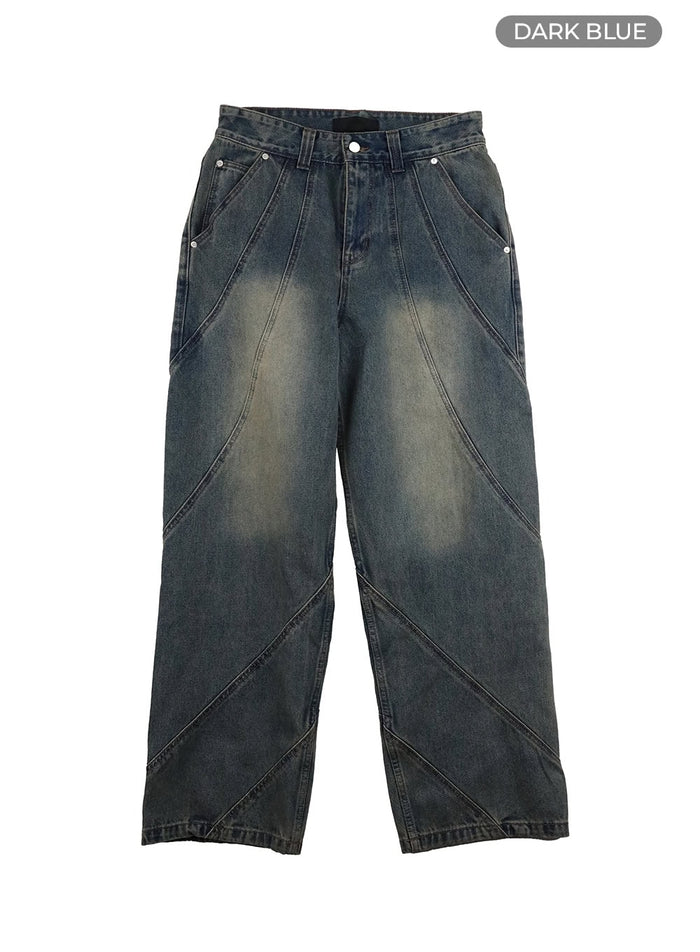 denim-washed-baggy-jeans-iy410 / Dark blue