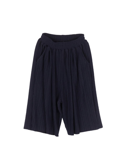 mens-pleated-wide-fit-shorts-iu512 / Dark blue
