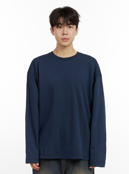 mens-cozy-cotton-long-sleeve-oversize-tee-in422 / Dark blue