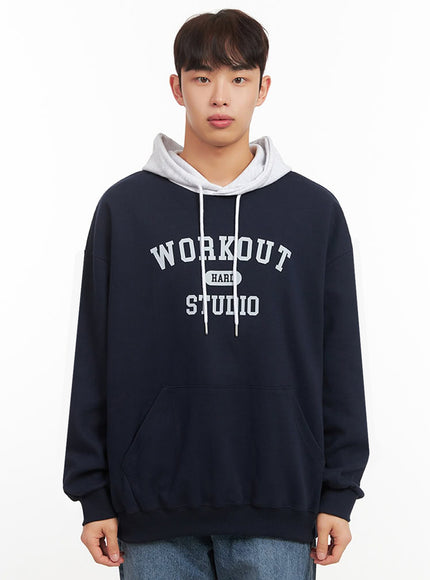 mens-oversized-contrast-graphic-hoodie-if517 / Dark blue