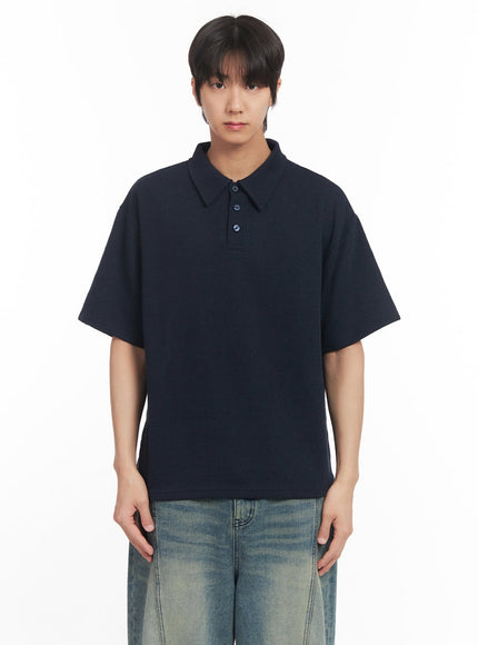 mens-collared-knitted-t-shirt-ia511 / Dark blue