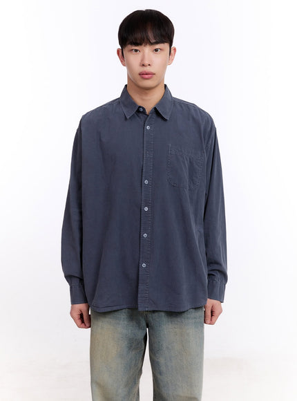 mens-loose-fit-long-sleeve-collared-shirt-im512 / Dark blue