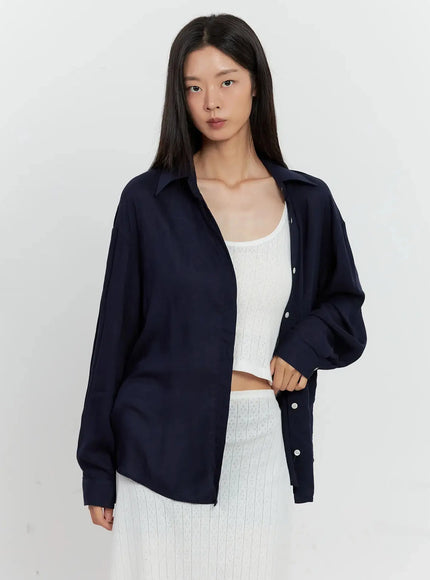 classic-long-sleeve-button-up-il528 / Dark blue