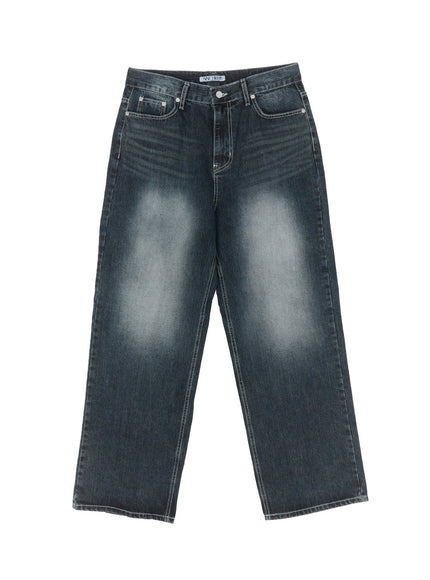 mens-wide-fit-washed-denim-jeans-ia510 / Dark blue