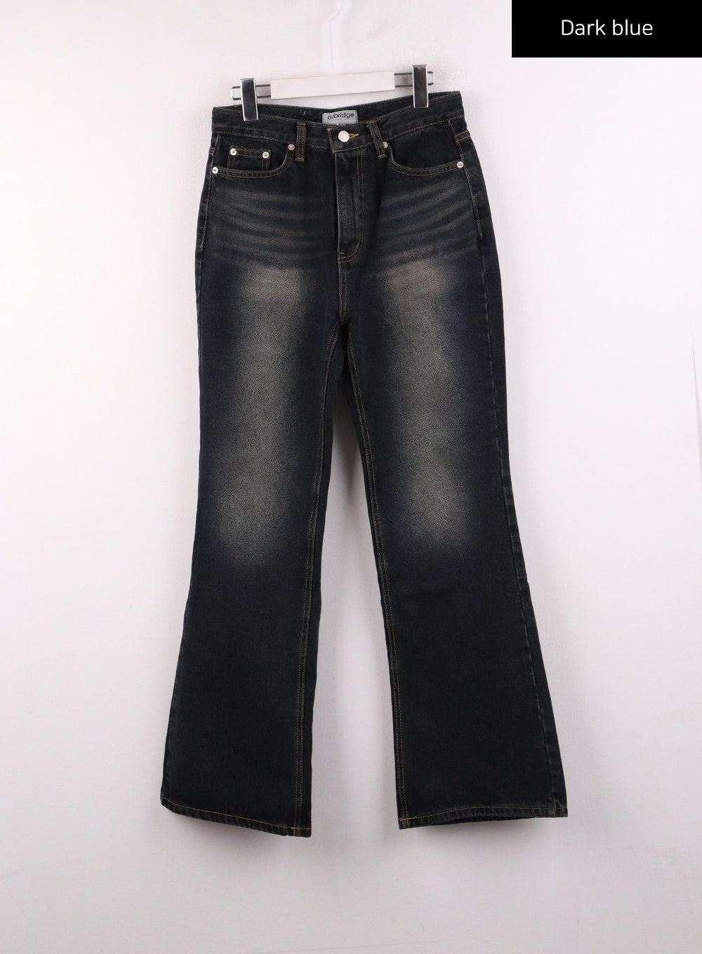 Washed Straight Leg Bootcuts Jeans IJ430 in Dark blue, size L