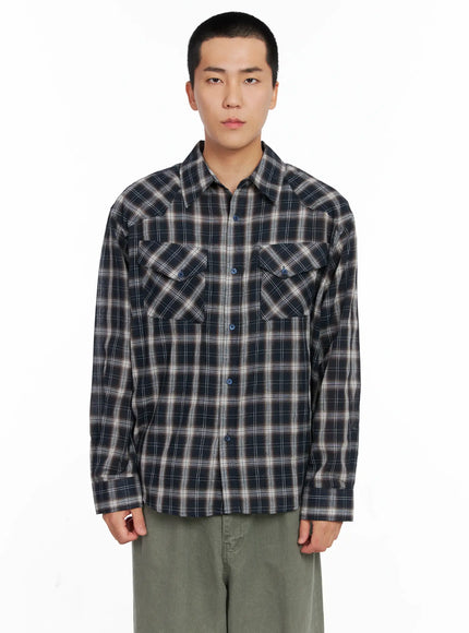 mens-plaid-shirt-ig529 / Dark blue