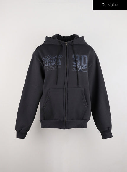 lettering-graphic-zip-up-hoodie-id305 / Dark blue