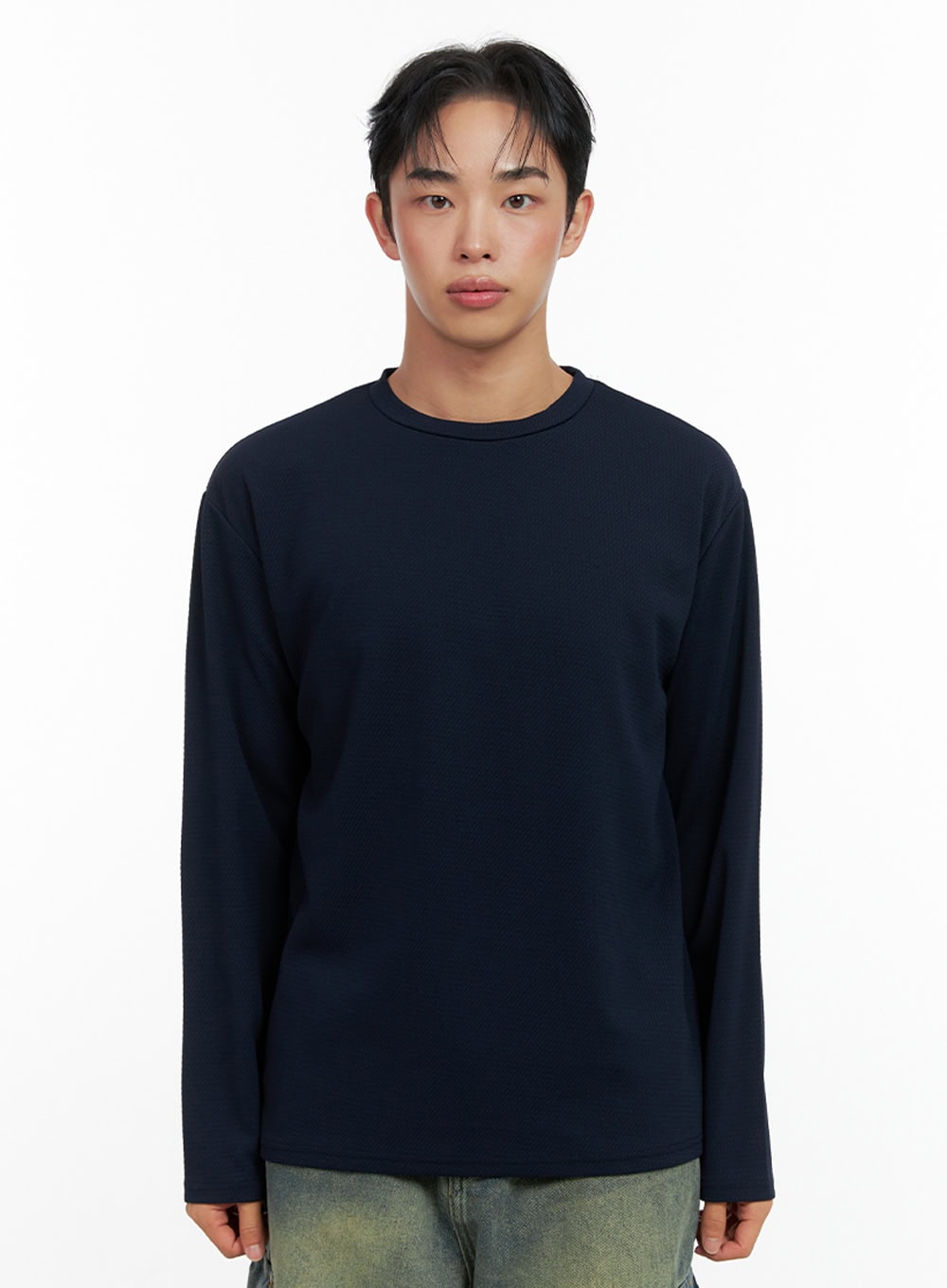 mens-basic-long-sleeve-tee-in426 / Dark blue