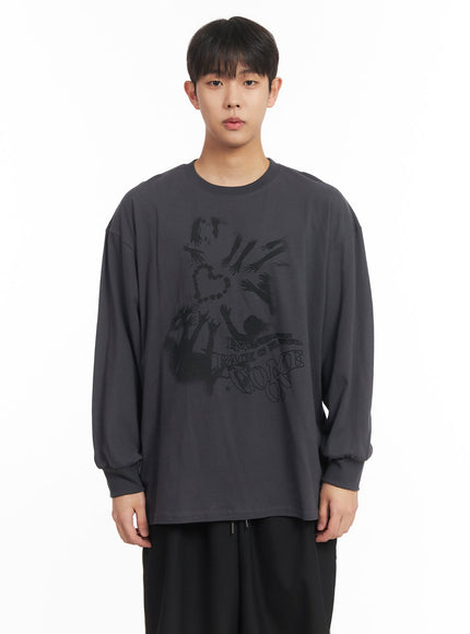mens-cotton-graphic-long-sleeve-tee-im517 / Dark gray