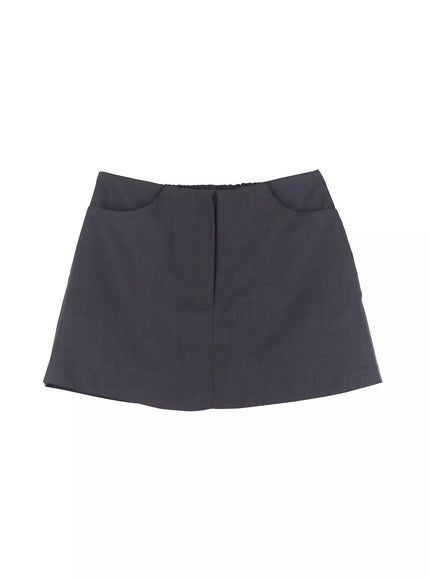 low-rise-back-band-skirt-il528 / Dark gray