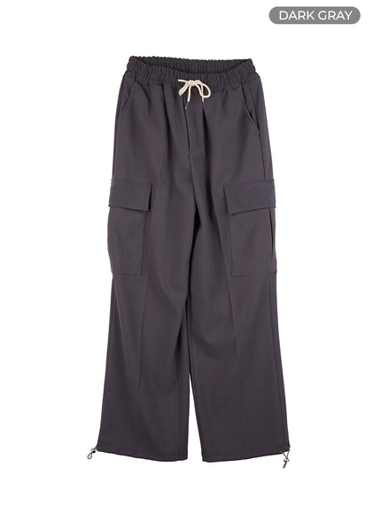 men-s-string-cargo-wide-fit-pants-io420 / Dark gray