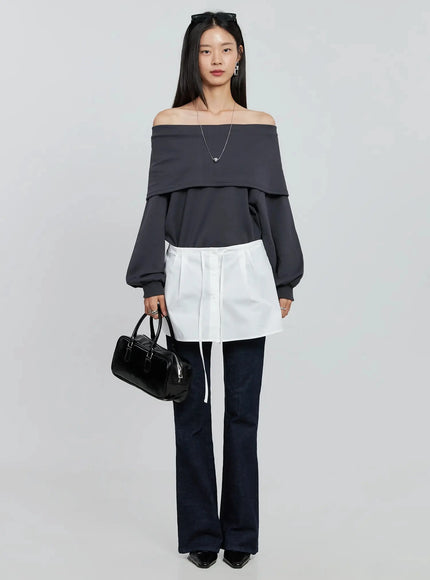 oversized-off-shoulder-sweater-in507 / Dark gray