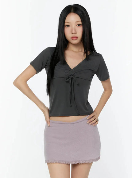 v-neck-wrap-tee-iu522 / Dark gray