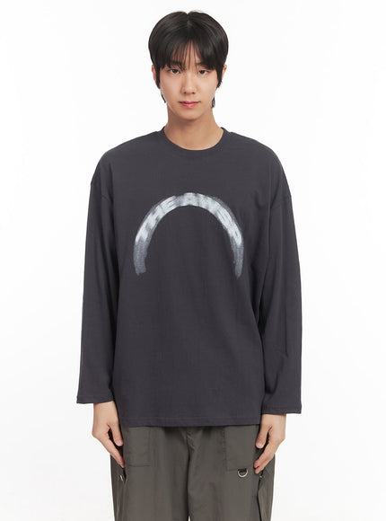 mens-graphic-cotton-long-sleeve-shirt-ia510 / Dark gray