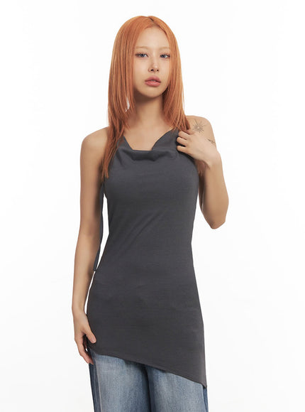 string-halter-long-cami-top-ia517 / Dark gray