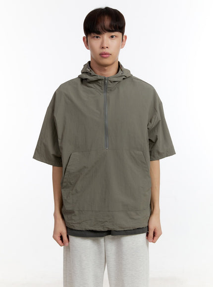 mens-short-sleeve-anorak-jacket-ia507 / Dark gray