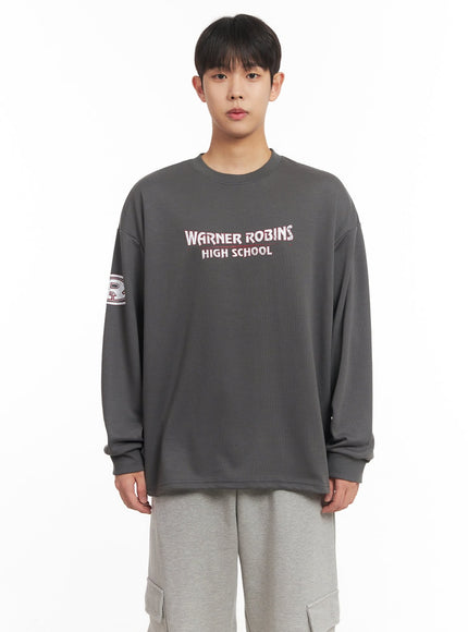 mens-graphic-oversized-long-sleeve-tee-im517 / Dark gray