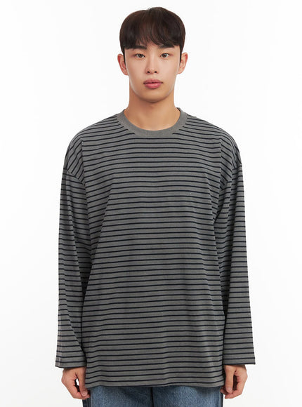 mens-striped-oversized-t-shirt-if517 / Dark gray