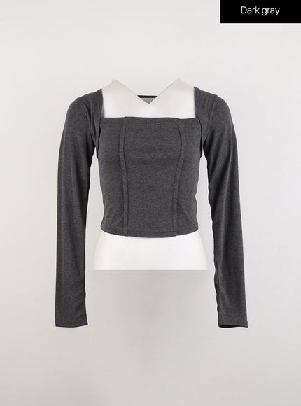 slim-fit-square-neck-crop-top-id306 / Dark gray