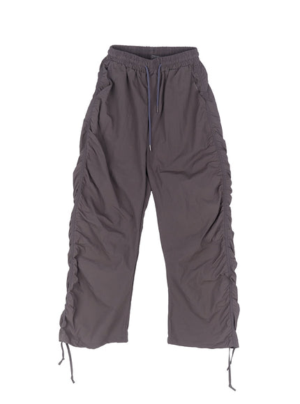 adjustable-wide-leg-nylon-pants-iu509 / Dark gray