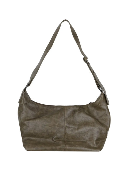 square-faux-leather-crossbody-bag-iy526 / Dark green