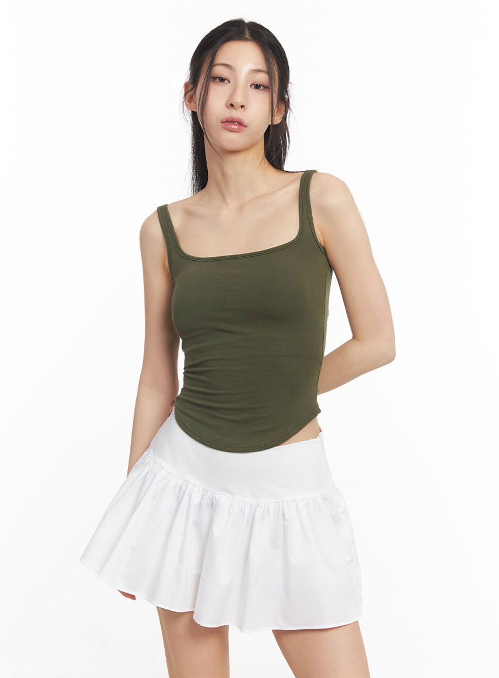 cotton-square-neck-tank-top-iu504 / Dark green