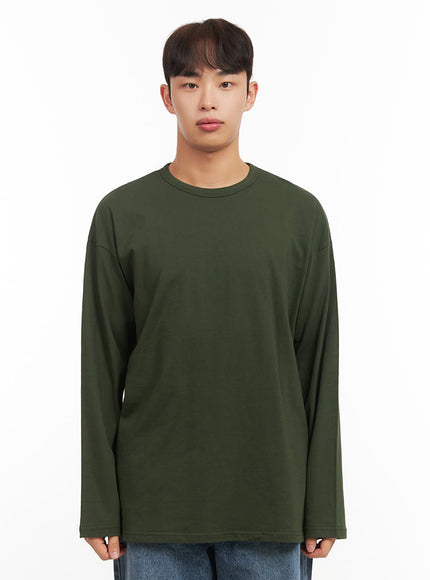 mens-essential-oversized-long-sleeve-t-shirt-if517 / Dark green