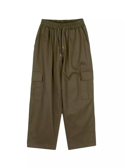 casual-wide-leg-cargo-pants-iu509 / Dark green