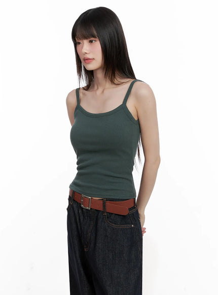 ribbed-sleeveless-crop-top-il531 / Dark green