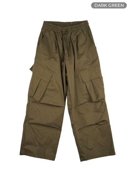 mens-basic-cargo-wide-leg-pants-io402 / Dark green