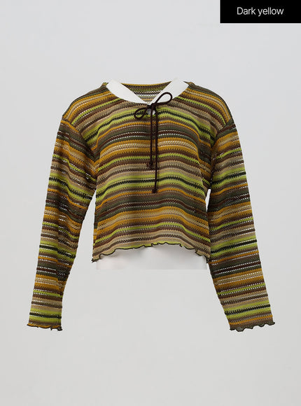 stripe-knit-top-is327 / Dark yellow