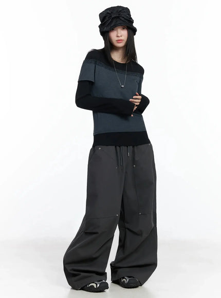 lace-trimmed-off-shoulder-top-im509 / Dark gray