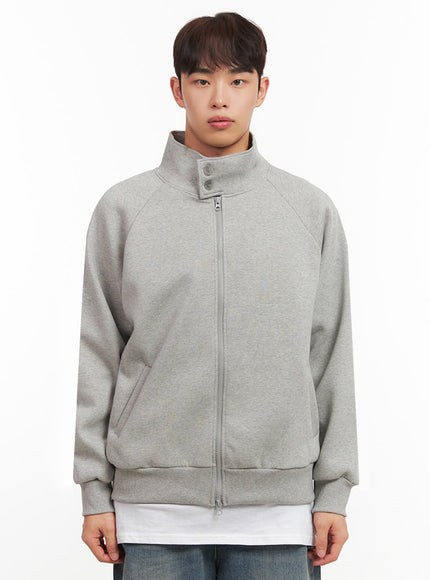 mens-button-neck-zip-up-jacket-if517 / Gray