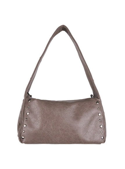 faux-leather-studded-shoulder-bag-ij503 / Gray